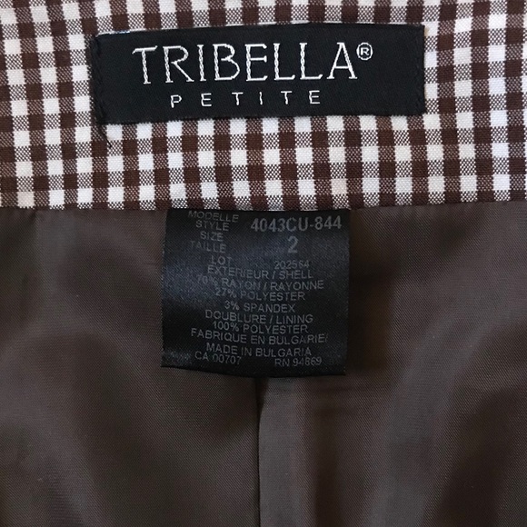 Tribella Petite Checkered Blazer Jacket Size 2P - Picture 12 of 15